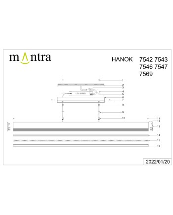 HANOK * LÁMPARA LINEAL LED 38W 3000K 110º BLANCA